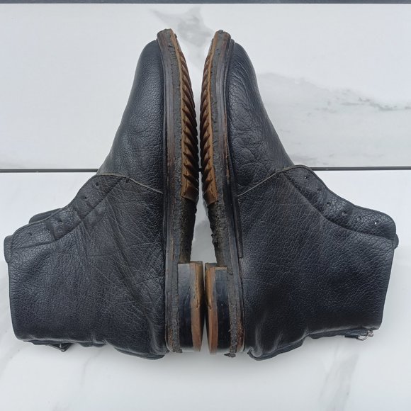 Elia Maurizi Leather Ankle Boots Back Zip Natural Rubber Mid-Sole Size 10.5 M - Picture 8 of 12